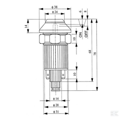 Bouton poussoir arrêt moteur pour machine agricole CASE IH 04120766 adaptable
