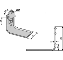 Couteau droit pour broyeur MULAG TM 60190012 adaptable - Blacksteel©