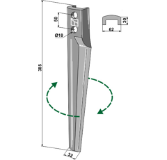 Dent droite pour herse rotative EBERHARDT 301896 adaptable 