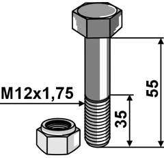 Boulon & écrou à freinage interne 55 mm adapt. BlackSteel©