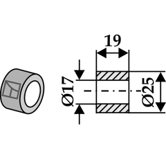 Buchse 19x17 für Häcksler LECKRON – Nachbau  