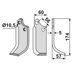 Fräsmesser - rechts MAS08R Maschio by Muzzi