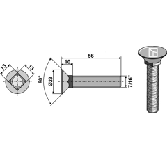Boulon 56 mm pour BOURGAULT adaptable - BlackSteel©