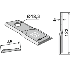 Cuchilla giratoria derecha para segadora KUHN 56451300 - BlackSteel© origin