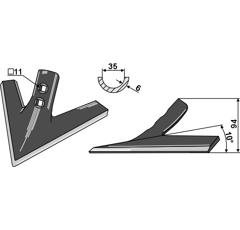 Gänsefußschar 250 x 28 mm Nachbau