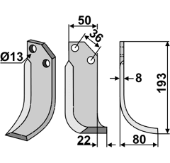 Fräsmesser Rechts 193 x 50 P.G.S. Nachbau