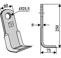 Couteau équerre pour broyeur CLAAS 104.903.0 adaptable - Blacksteel©