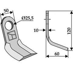 Y-Messer für Mulcher HOWARD 222022425 Nachbau  