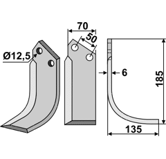 Fräsmesser Rechts 185 x 70 Celli CEL01R Nachbau
