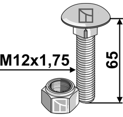 Boulon à tête bombée M12 x 1,75 mm adaptable - BlackSteel©