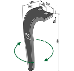 Kreiseleggenzinken rechts Rabe 310x100 8404.50.07  Nachbau