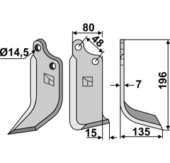 Lame droite pour Fraise/Rotavator MASCHIO/GASPARDO 29100405 adaptable - Blacksteel©