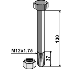 Schraube mit selbstsichernder Mutter 37 mm Nachbau  