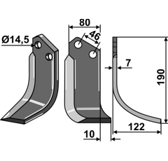 Fräsmesser Rechts 190 x 80 Forigo-Roteritalia Nachbau
