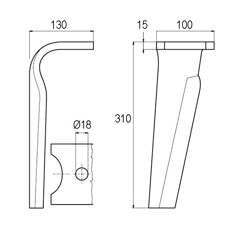 Eggenzinke links 100X15 L310 - MALETTI - Nachbau
