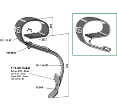 Diente de resorte para cultivador KONGSKILDE OVERUM 101155033 adaptable - Blacksteel©
