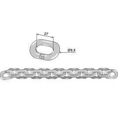 Chaîne 9,5 x 27 mm pour épandeur STRAUTMANN adaptable
