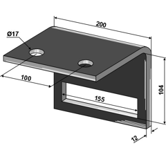Halter 200 x 104 x 12 mm Nachbau  