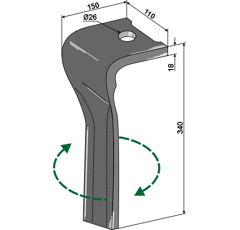 Dent droite pour herse rotative PÖTTINGER 00873402253 adaptable