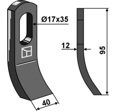 Fléau 94 x 40 mm pour broyeur FERRI 0901139 adaptable - Blacksteel©