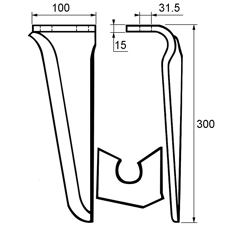 Dent gauche pour herse rotative BREVIGLIERI E0100130 adaptable
