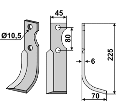 Fräsmesser Rechts 225 x 45 FM-Matras Nachbau