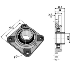 Palier de serrage UCF 25 mm adaptable - BlackSteel©