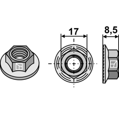 Écrou hexagonal pour faucheuse KRONE 009096021 adaptable - BlackSteel©