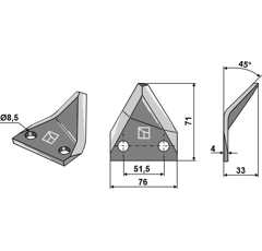 Couteau pour mélangeuse SEKO 244.79.056 adaptable - Blacksteel©