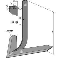 Stiel mit Schar 550mm - 405655 / 41820269 | Steketee - Nachbau