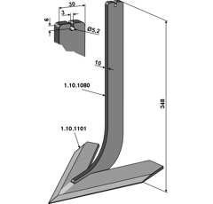 Dent avec cœur 180 x 10 mm pour bineuse STEKETEE 405618 adaptable - BlackSteel©