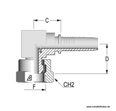Pressnippel Bogen 90° DN1038BSPKIG90 Alfagomma