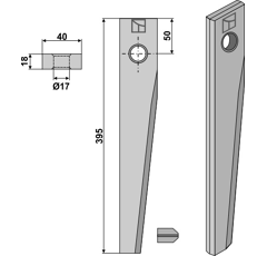 Dent pour herse rotative KUHN 52510600 adaptable - Blacksteel©