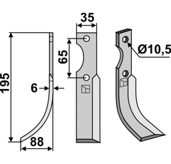 Lame gauche pour Fraise/Rotavator FERRARI 63195 adaptable - Blacksteel©