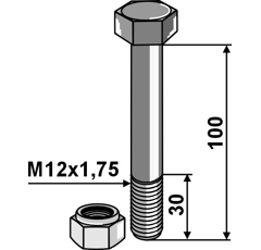 Boulon & écrou à freinage interne 100 mm adapt. BlackSteel©