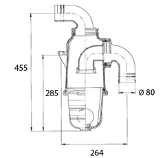 Sifón para cisterna de purines con conexión superior Ø 80 mm