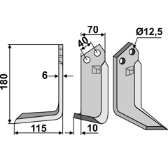 Lame gauche pour Fraise/Rotavator BREVIGLIERI 8300022 adaptable - Blacksteel©