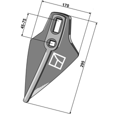 Reja 295 mm para rastrojador AMAZONE  SAPHIR 78705585  HC120 adaptable - BlackSteel©