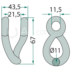 Manille 67x43,5 pour broyeur VOTEX adaptable 