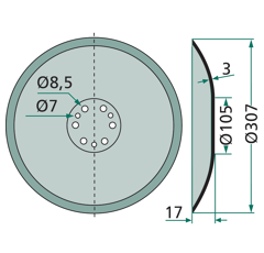 Disque lisse Ø310x3 mm pour semoir ACCORD AC495390 adaptable 