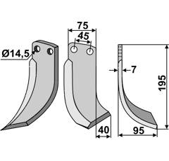 Fräsmesser Rechts 195 x 75 Gehring Nachbau