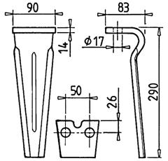 Dent réversible pour herse rotative FORIGO RLM58004 adaptable