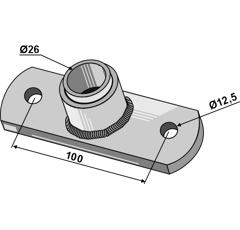 Palier de bride avec entretoise Ø 26 adaptable - BlackSteel©