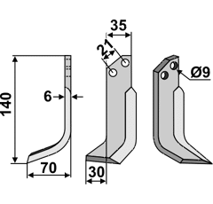 Fräsmesser Links 140 x 35 Grillo Nachbau