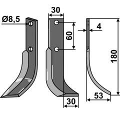 Fräsmesser Rechts 180 x 30 Honda Nachbau
