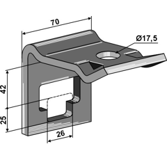Halter für Zinken 25 42 mm Nachbau  