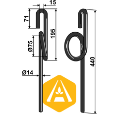 Striegelzinken 440 mm für Sähmaschine MOREAU NA12354 – Nachbau  