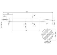 Dent de fourche 50 x 820 mm pour chargeur MANITOU adaptable