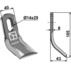 Fléau 105 mm pour broyeur COSMA 0901068 adaptable