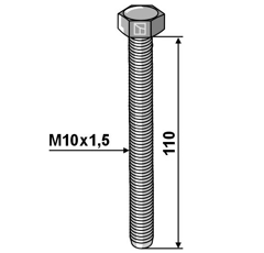 Boulon M10x1,5 x 110 mm pour bineuse adaptable - BlackSteel©